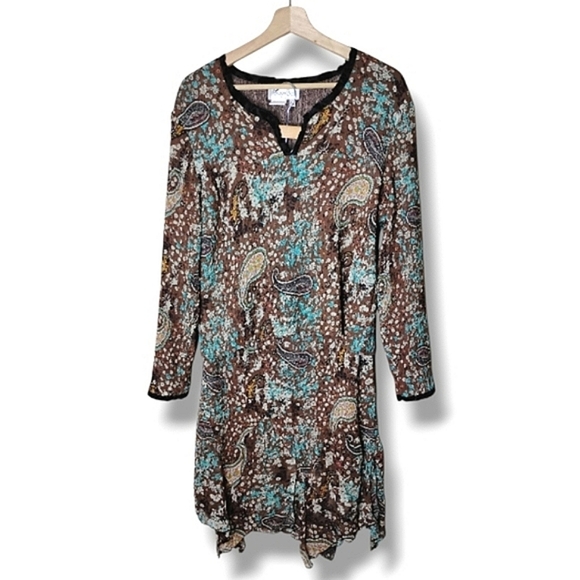 Cocoon Bay Dresses & Skirts - Cocoon Bay 2pc Set M Paisley Crinkle Top & Asym Midi Skirt Boho Lagenlook